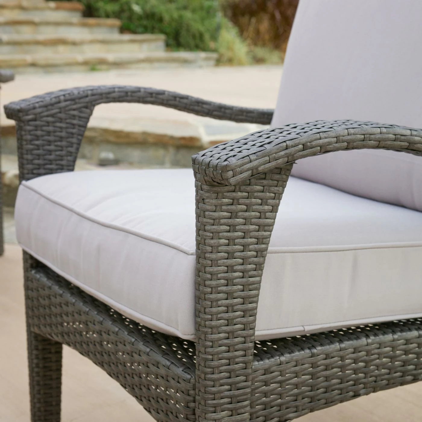 Outlet βοΈ Resin Wicker Patio Sets HN Outdoor Camarillo Wicker 4 Piece Patio Conversation Set - Grey π - Image 4