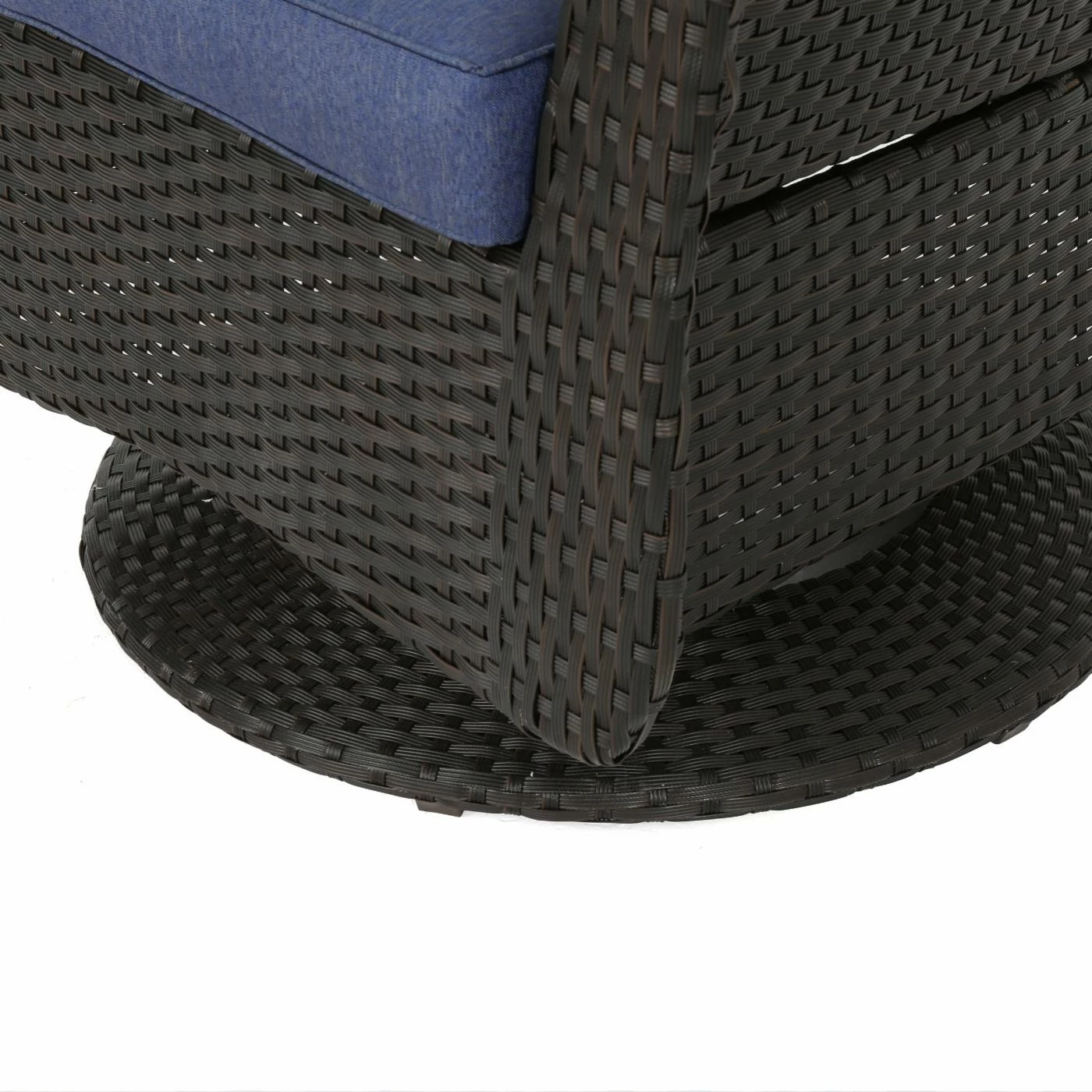 Best deal 🛒 Best Selling Home Decor Resin Wicker Patio Sets Gabrael Outdoor Wicker 2 Seater Swivel Chat Set With Cushions - Dark Brown And Navy Blue 🤩 - Image 4