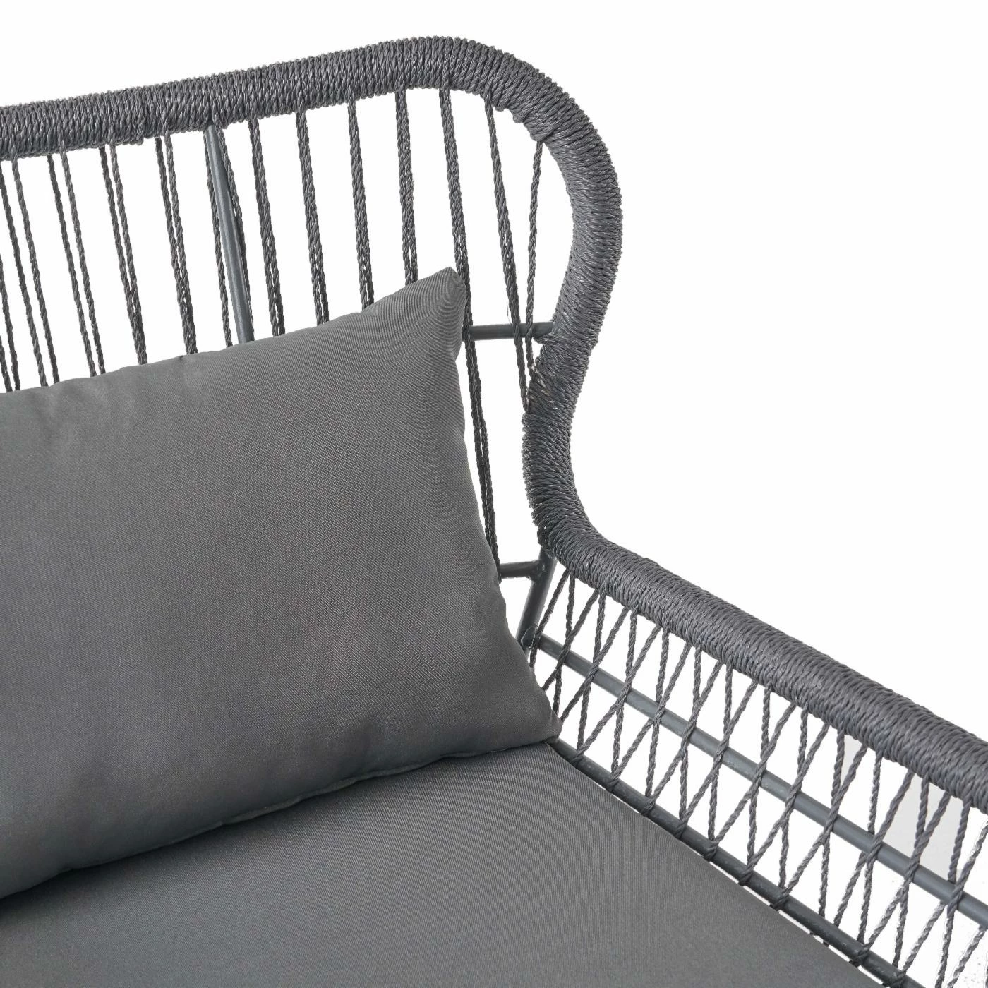 Brand new โ Best Selling Home Decor Resin Wicker Patio Sets Chief Outdoor Rope And Glass 2 Seater Chat Set - Dark Gray And Gray โ - Image 4