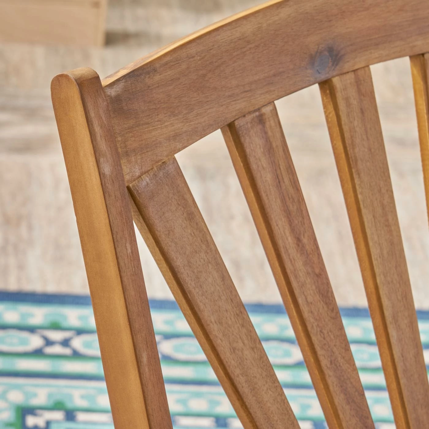 Budget ๐ฏ Best Selling Home Decor Wood Patio Sets Breccan Outdoor Acacia Wood 2 Piece Recliner Rocking Chair Chat Set - Teak โ๏ธ - Image 4