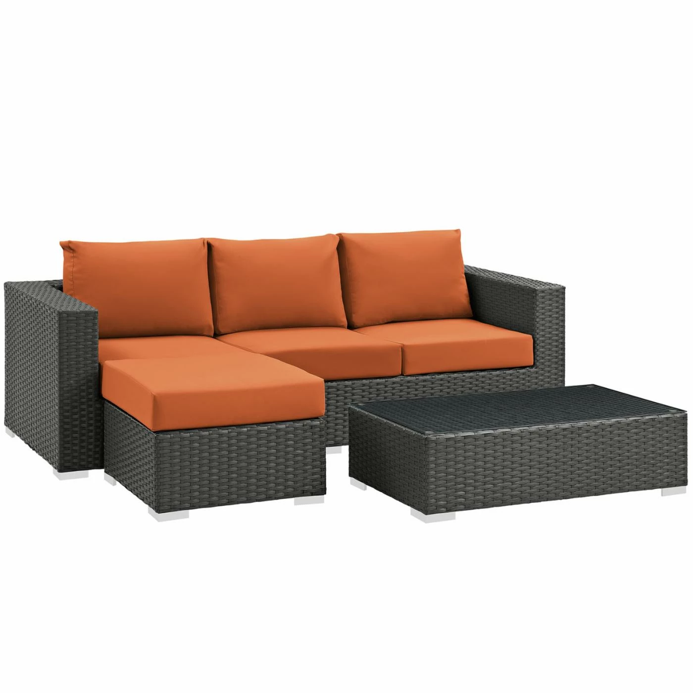 Wholesale 😉 Resin Wicker Patio Sets Modway Sojourn Wicker 3 Piece Patio Conversation Set 🛒 - Image 4