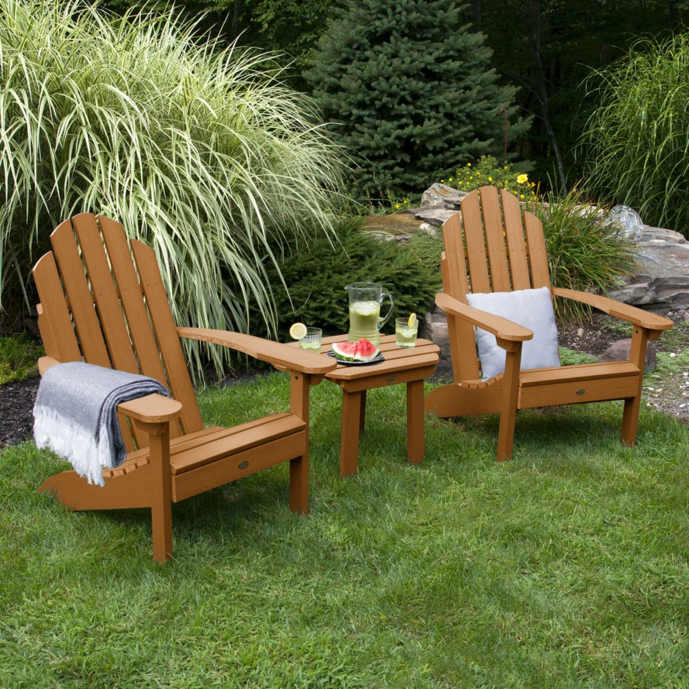 New ๐ Recycled Plastic Patio Sets Highwood USA Classic Westport 3 Piece Adirondack Chair Patio Conversation Set ๐ - Image 4