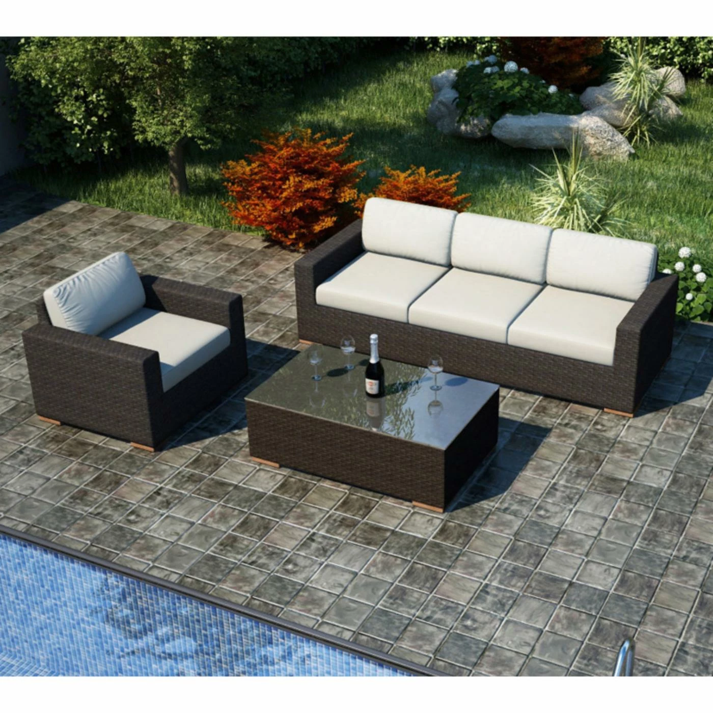 Deals 😍 Resin Wicker Patio Sets Harmonia Living Arden 3 Piece Sofa Set 🥰 - Image 4