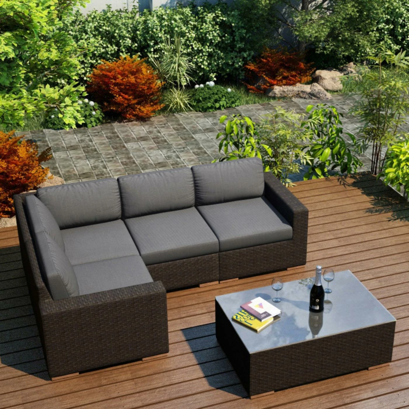 Cheap ๐ Resin Wicker Patio Sets Harmonia Living Arden 5 Piece Sectional Set ๐ - Image 4