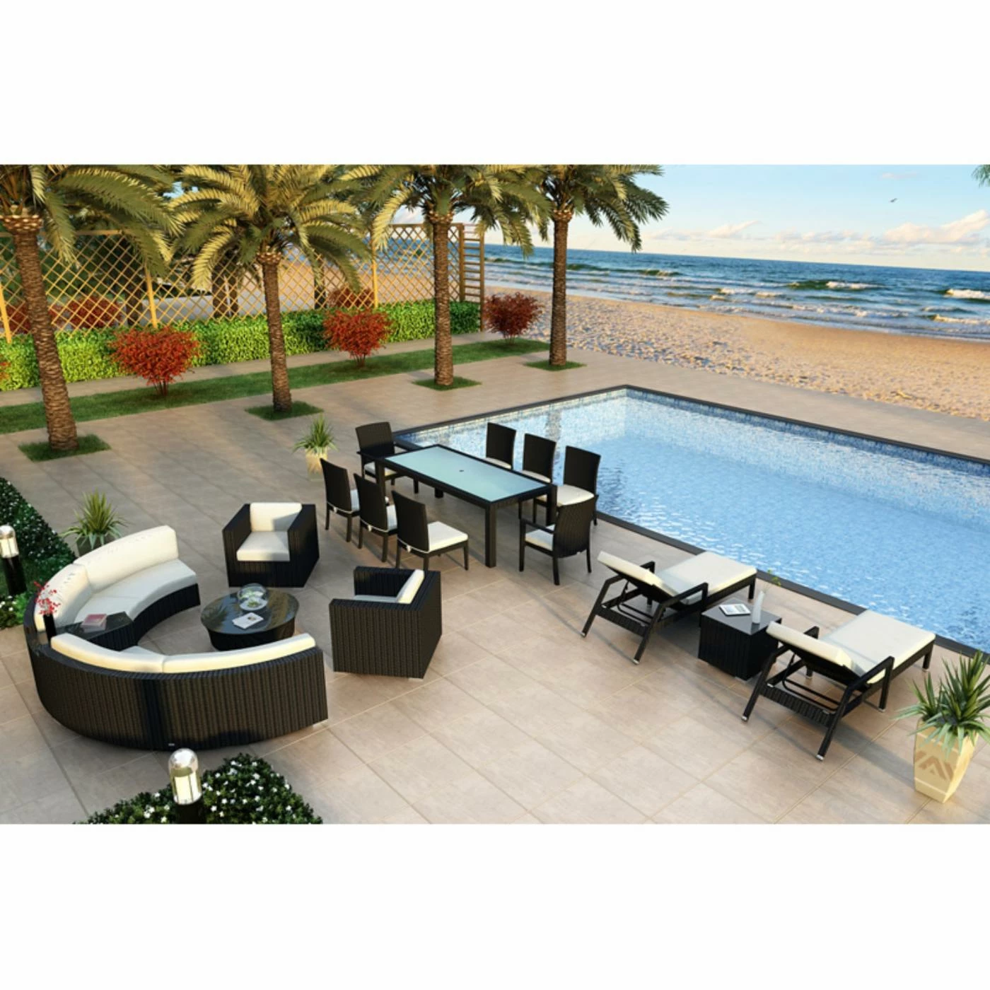 Deals โจ Resin Wicker Patio Sets Harmonia Living Urbana 18 Piece Eclipse All-Weather Wicker Patio Conversation Set ๐ - Image 4