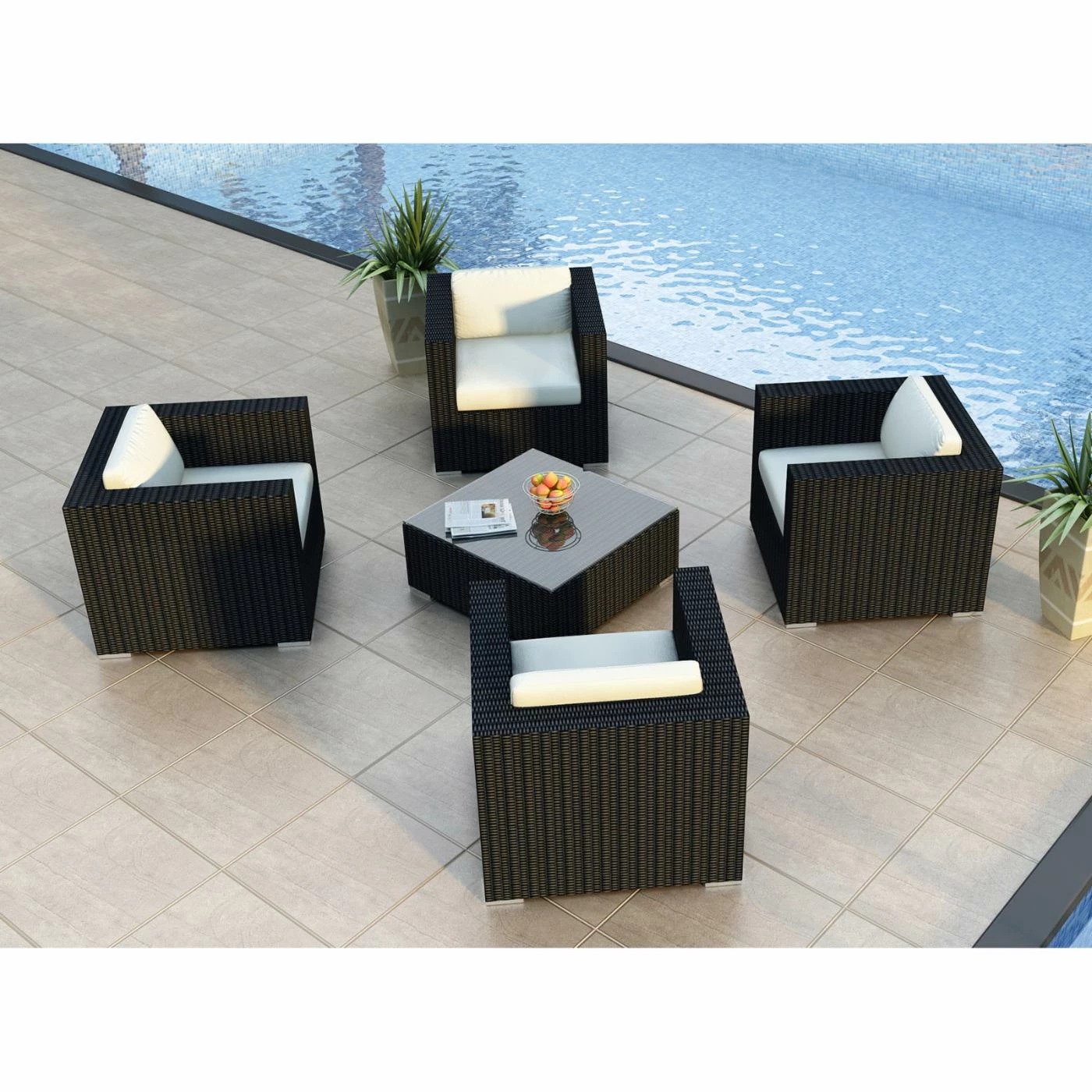 Best Pirce โญ Resin Wicker Patio Sets Harmonia Living Urbana All Weather Wicker 5 Piece Club Chair Patio Conversation Set ๐ - Image 4