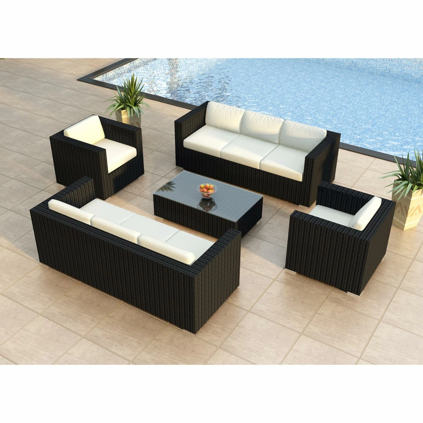 Hot Sale 🤩 Resin Wicker Patio Sets Harmonia Living Urbana All Weather Wicker 5 Piece Double Sofa Patio Conversation Set ❤️ - Image 4