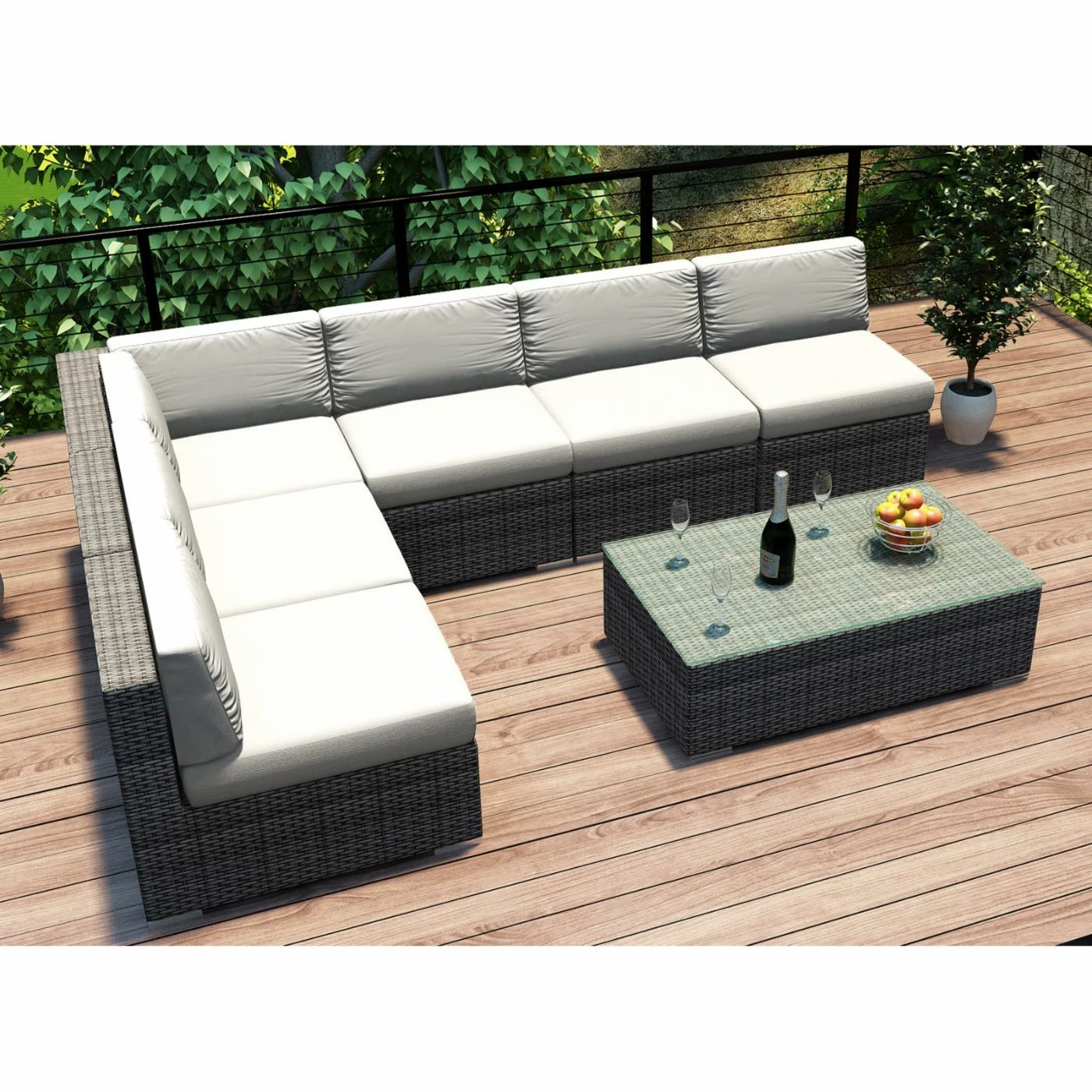 Resin Wicker Patio Sets Harmonia Living District 7 Piece Sectional Patio Conversation Set - Image 4