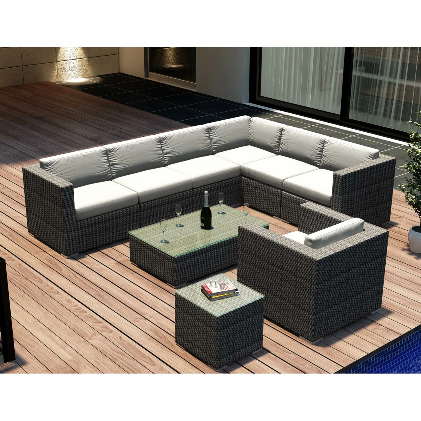 Promo 💯 Resin Wicker Patio Sets Harmonia Living District 9 Piece Sectional Patio Conversation Set 🤩 - Image 4