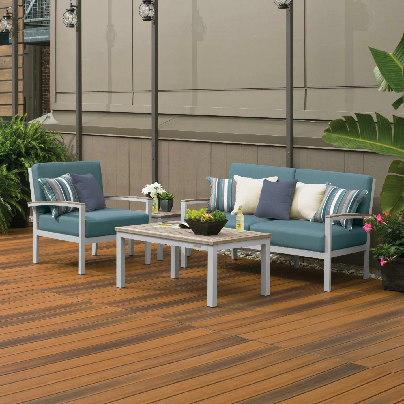 Best reviews of 🛒 Aluminum Patio Sets Oxford Garden Travira Tekwood And Aluminum 4 Piece Seat And Table Chat Set 🔥 - Image 4