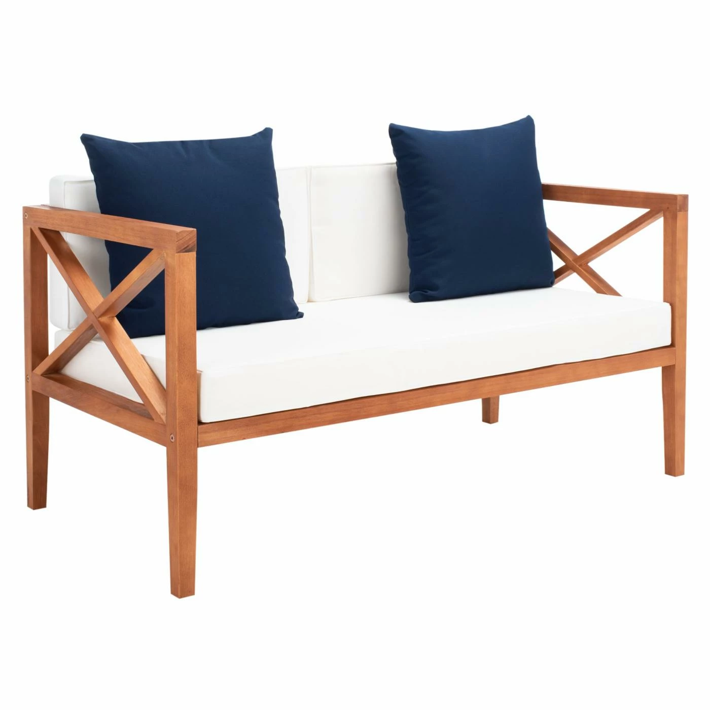 Best Pirce ๐ฅฐ Teak Patio Sets Safavieh Nunzio Eucalyptus Wood 4-Piece Conversation Set With Accent Pillows ๐ - Image 4