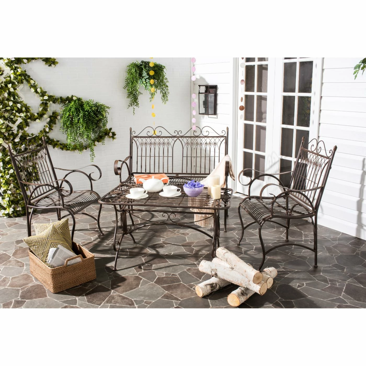 Budget π Wrought Iron Patio Sets Safavieh Leah Metal 4 Piece Outdoor Conversation Set β€οΈ - Image 4