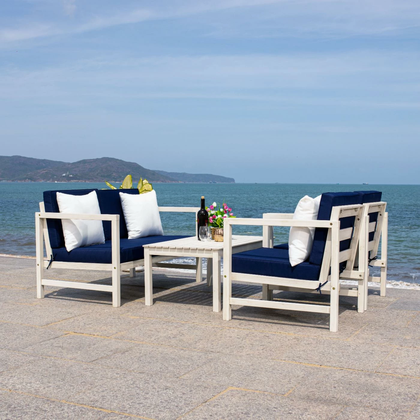 Hot Sale ๐ Eucalyptus Patio Sets HN Outdoor Hyrum Wooden 4 Piece Patio Conversation Set ๐ - Image 4