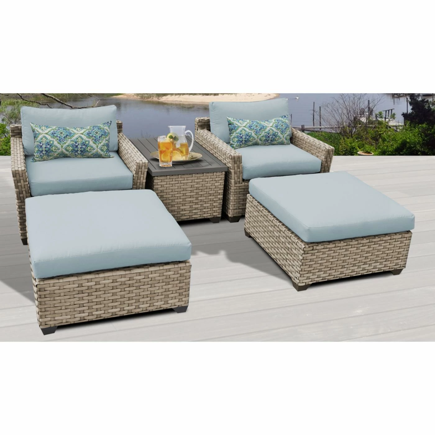 Promo โ Resin Wicker Patio Sets TK Classics Monterey Wicker 5 Piece Patio Conversation Set With Ottoman And 2 Sets Of Cushion Covers ๐ - Image 4