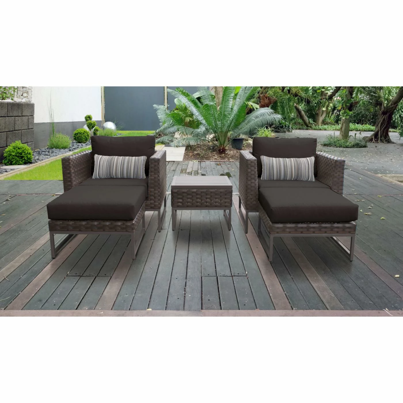 Best reviews of โค๏ธ Resin Wicker Patio Sets TK Classics Barcelona Wicker 5 Piece Club Chair Patio Conversation Set With Ottomans ๐ - Image 4