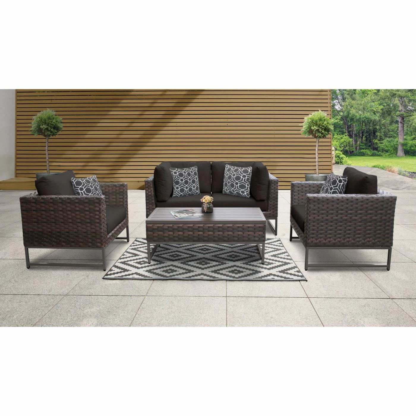 New ๐งจ Resin Wicker Patio Sets TK Classics Barcelona Wicker 5 Piece Sectional Loveseat Patio Conversation Set With Club Chairs ๐ฅ - Image 4