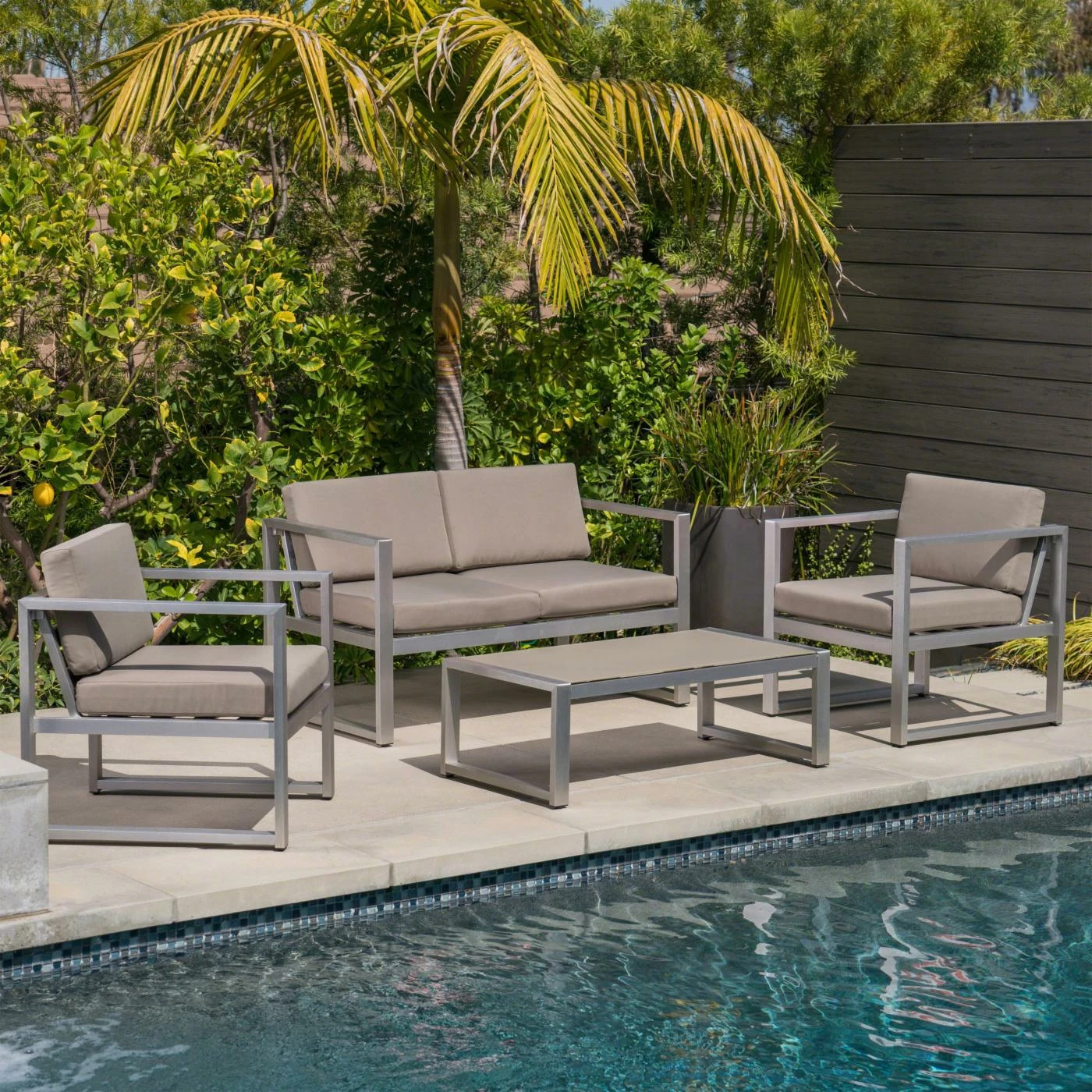 Outlet ๐ Aluminum Patio Sets HN Outdoor Sedona Aluminum 4 Piece Patio Conversation Set ๐ - Image 6