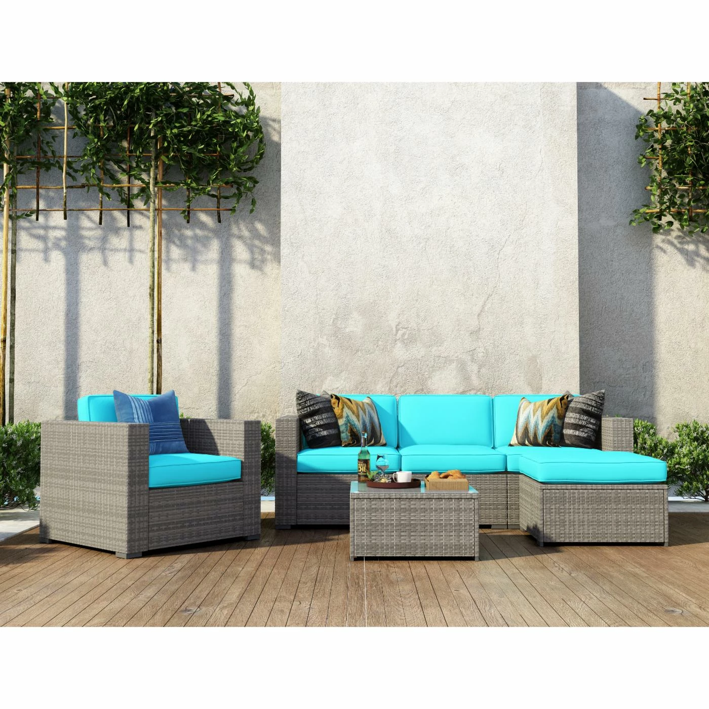 Wholesale ๐ Resin Wicker Patio Sets Cloud Mountain Modern Sectional 6 Piece Resin Wicker Patio Conversation Set โญ - Image 6