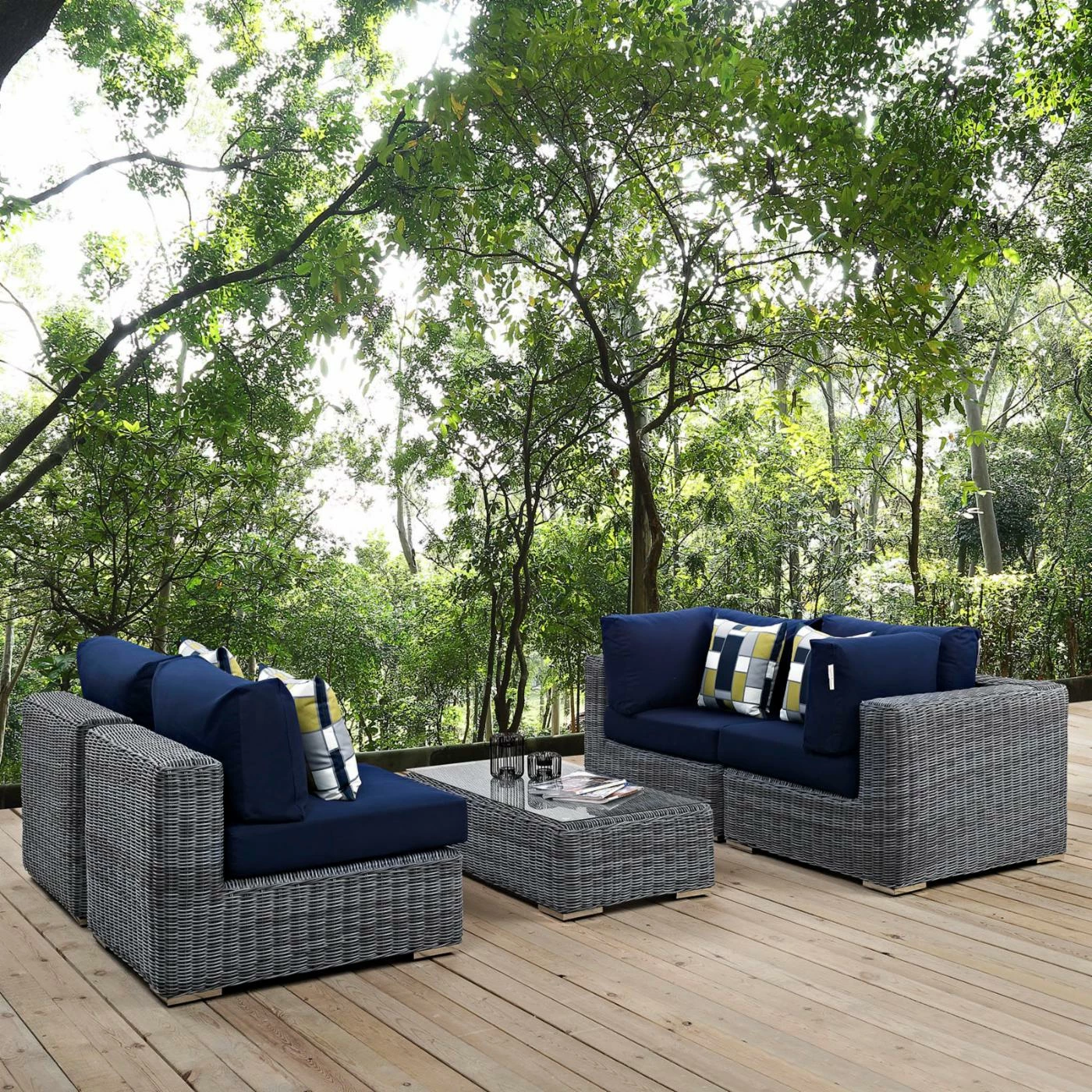 Best reviews of ๐คฉ Resin Wicker Patio Sets Modway Summon 5 Piece Sunbrella Outdoor Patio Armless Chair Conversation Set ๐ - Image 6