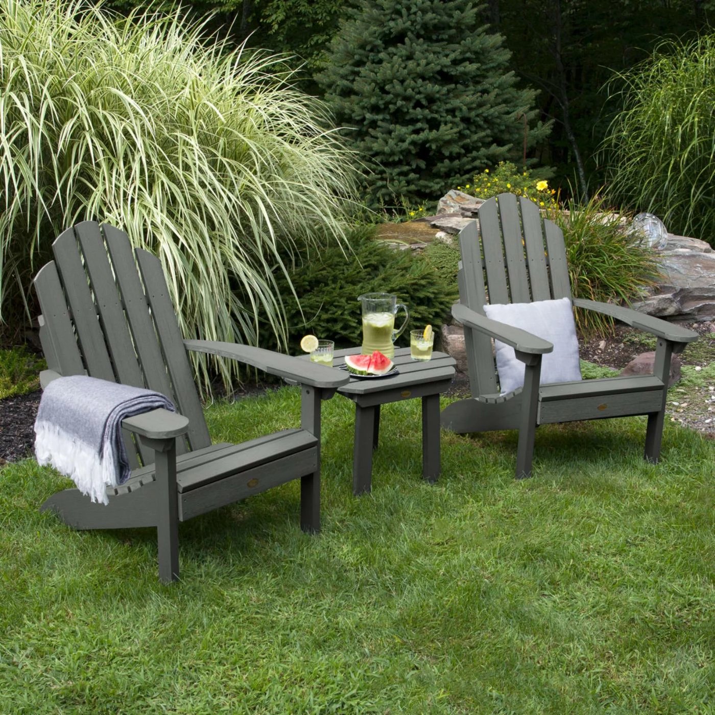 New ๐ Recycled Plastic Patio Sets Highwood USA Classic Westport 3 Piece Adirondack Chair Patio Conversation Set ๐ - Image 6