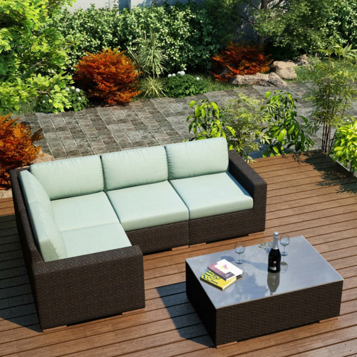 Cheap ๐ Resin Wicker Patio Sets Harmonia Living Arden 5 Piece Sectional Set ๐ - Image 6