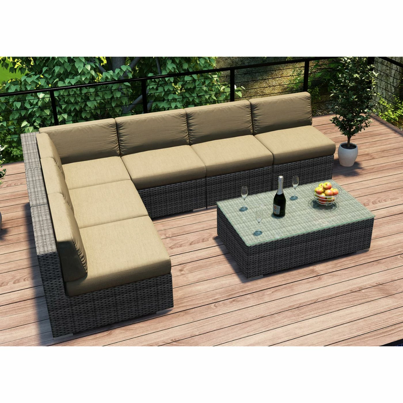 Resin Wicker Patio Sets Harmonia Living District 7 Piece Sectional Patio Conversation Set - Image 6