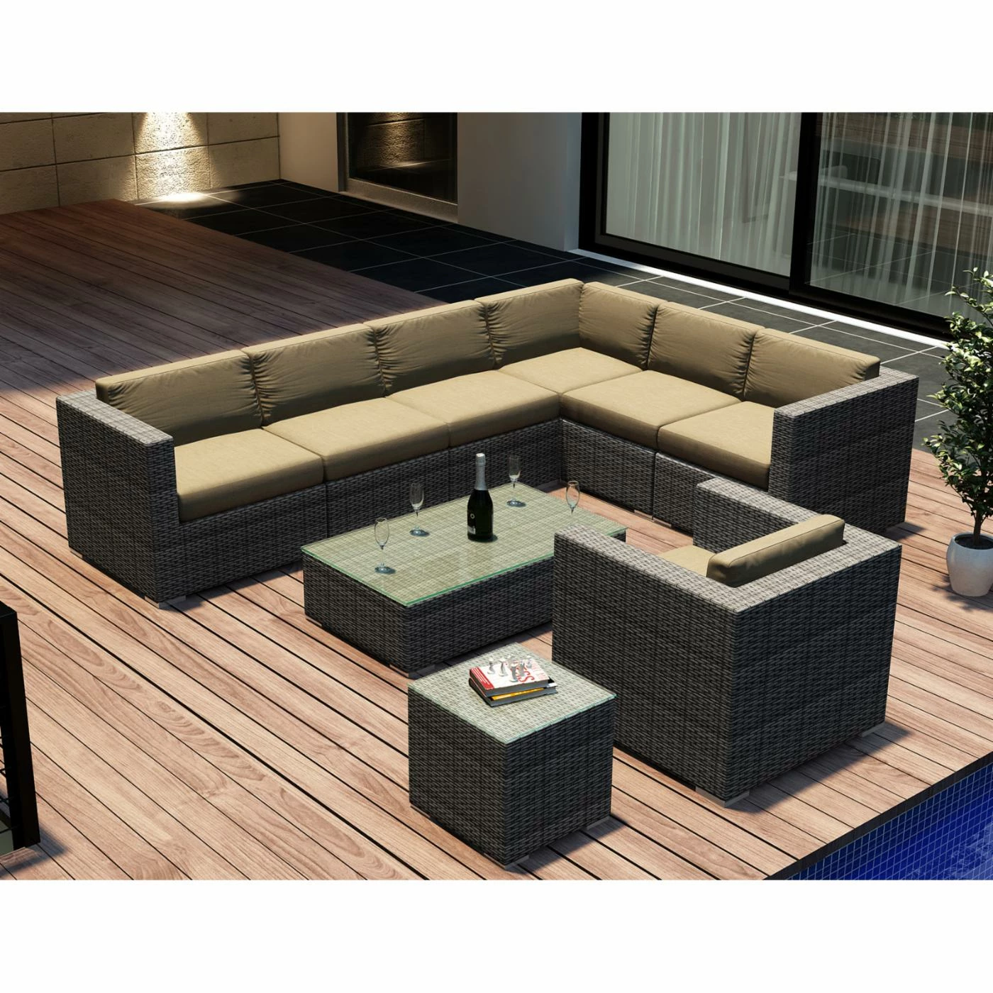 Promo 💯 Resin Wicker Patio Sets Harmonia Living District 9 Piece Sectional Patio Conversation Set 🤩 - Image 6