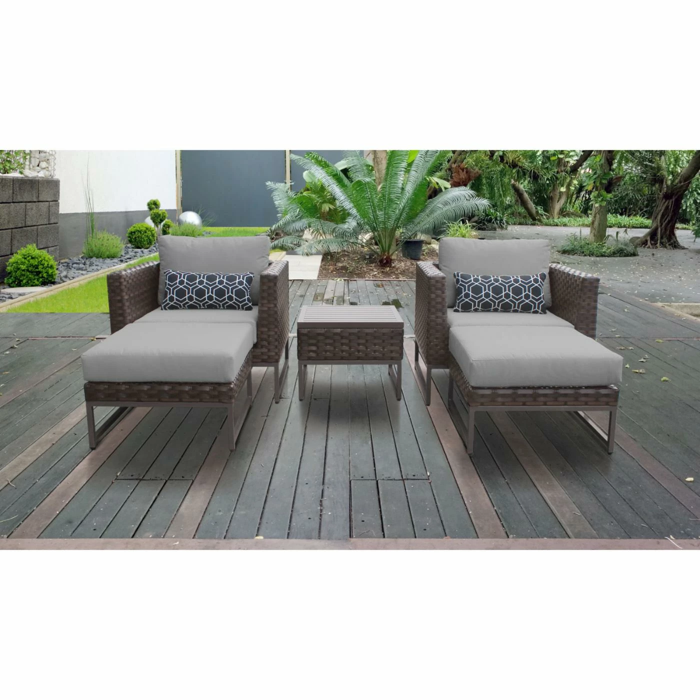 Best reviews of โค๏ธ Resin Wicker Patio Sets TK Classics Barcelona Wicker 5 Piece Club Chair Patio Conversation Set With Ottomans ๐ - Image 6