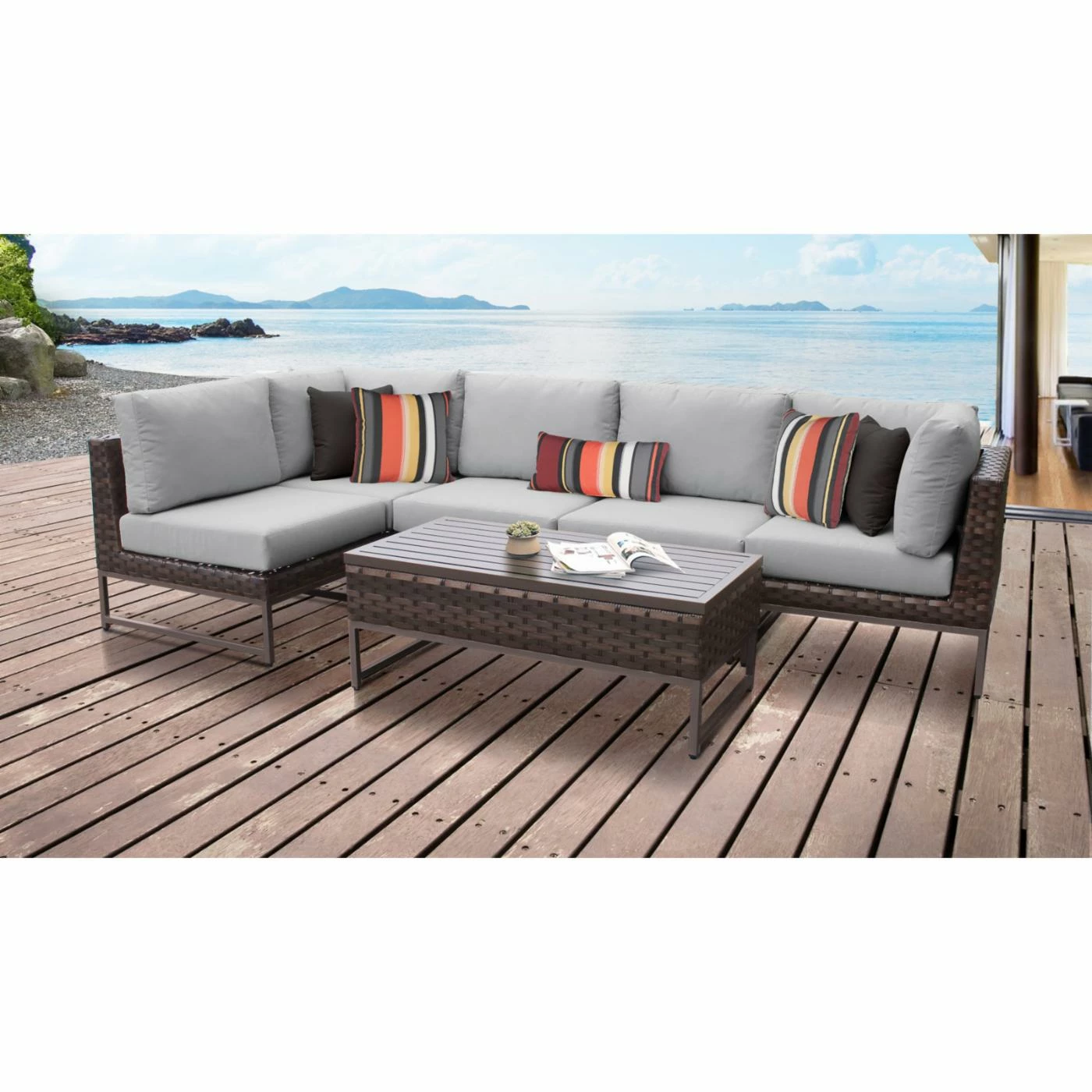 Cheap ๐ Resin Wicker Patio Sets TK Classics Barcelona Wicker 6 Piece L-Shaped Patio Conversation Set ๐ - Image 6