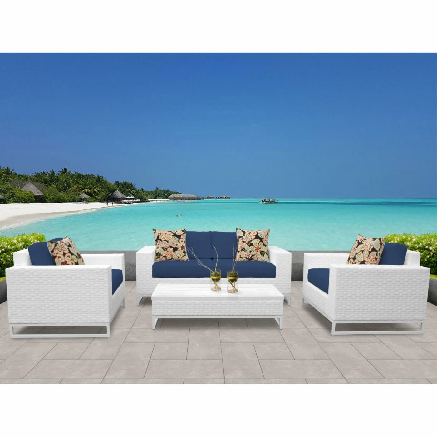 New ๐ Resin Wicker Patio Sets TK Classics Miami Wicker 5 Piece Patio Conversation Set With Coffee Table ๐ - Image 6