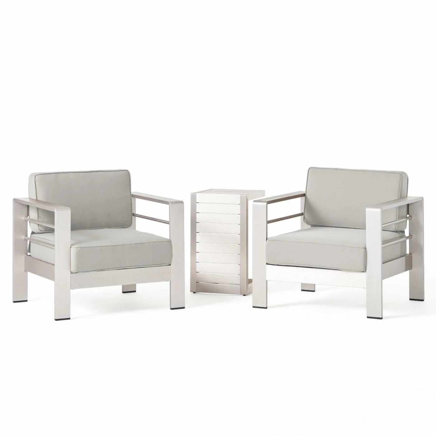 Cheapest ๐ Best Selling Home Decor Aluminum Patio Sets Xane Outdoor Club Chairs With Side Table - Aluminum And Khaki โจ - Image 7