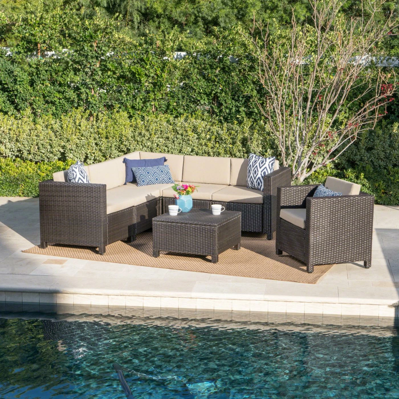 Buy ๐งจ Resin Wicker Patio Sets HN Outdoor Prater Wicker 7 Piece Patio Conversation Set ๐ - Image 7