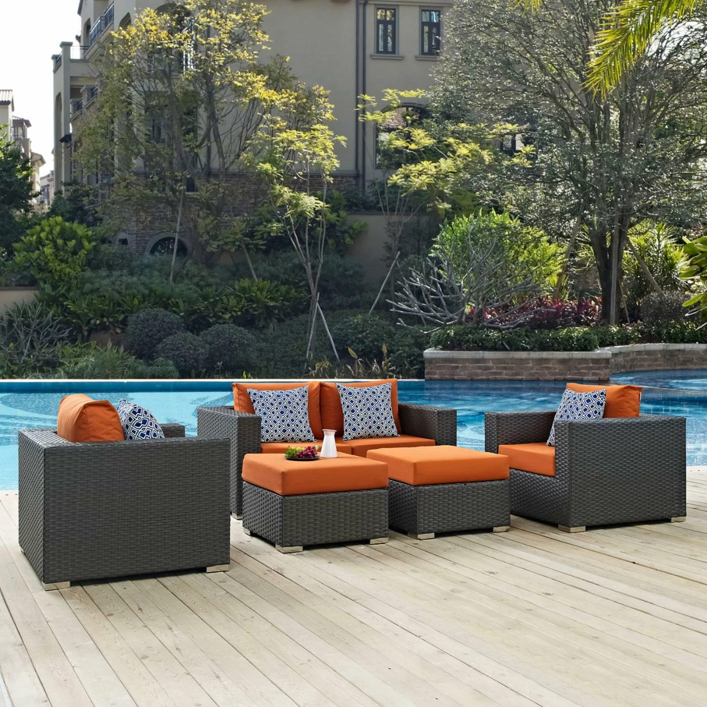 Hot Sale 🥰 Resin Wicker Patio Sets Modway Sojourn 5 Piece Sunbrella Outdoor Patio Conversation Set 🛒 - Image 7