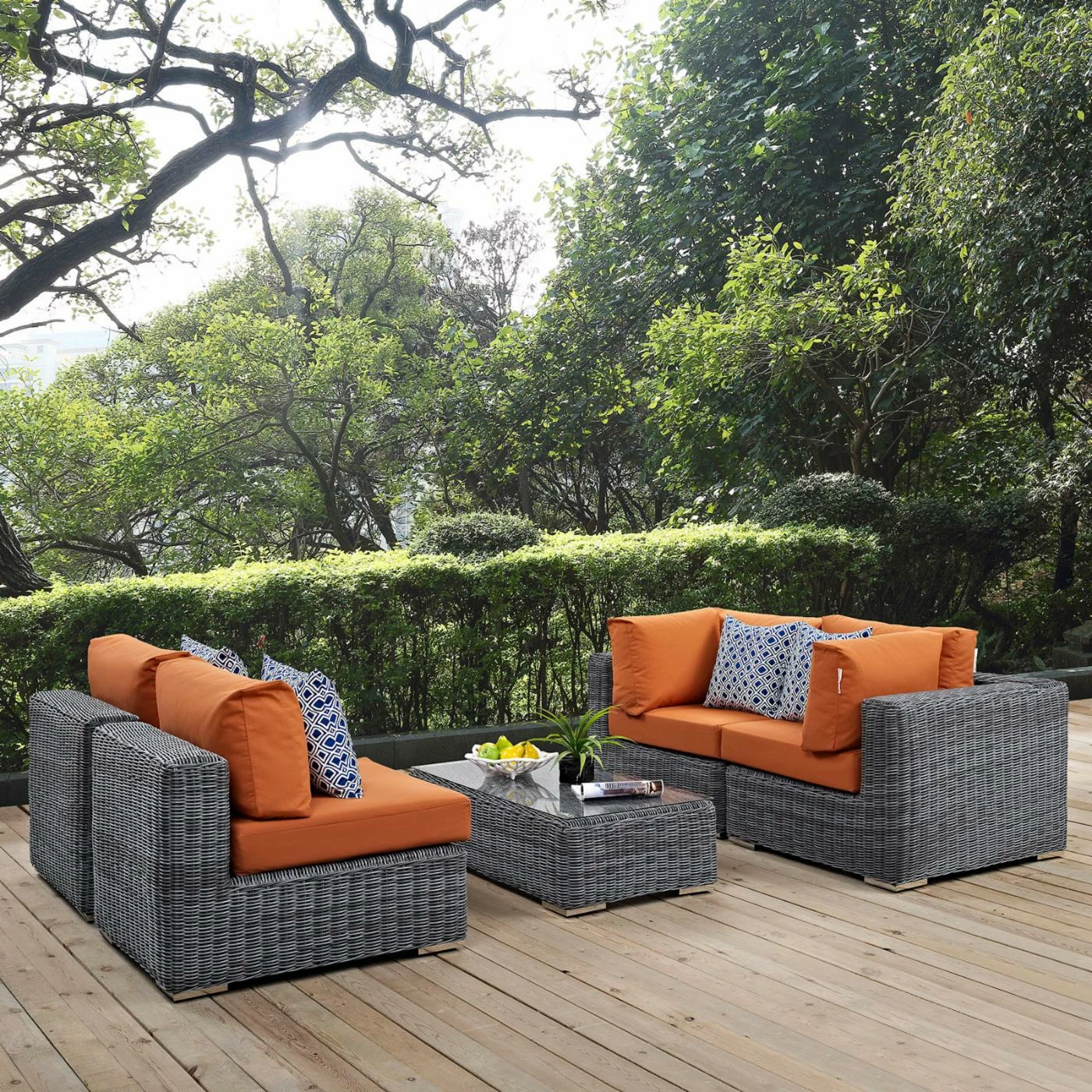 Best reviews of ๐คฉ Resin Wicker Patio Sets Modway Summon 5 Piece Sunbrella Outdoor Patio Armless Chair Conversation Set ๐ - Image 7