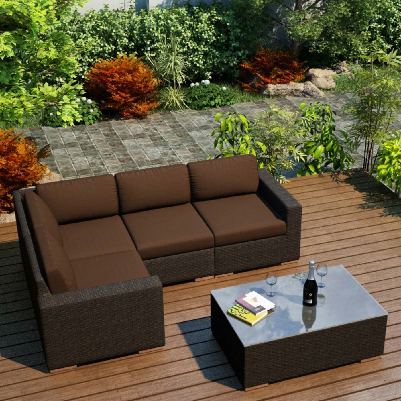 Cheap ๐ Resin Wicker Patio Sets Harmonia Living Arden 5 Piece Sectional Set ๐ - Image 7