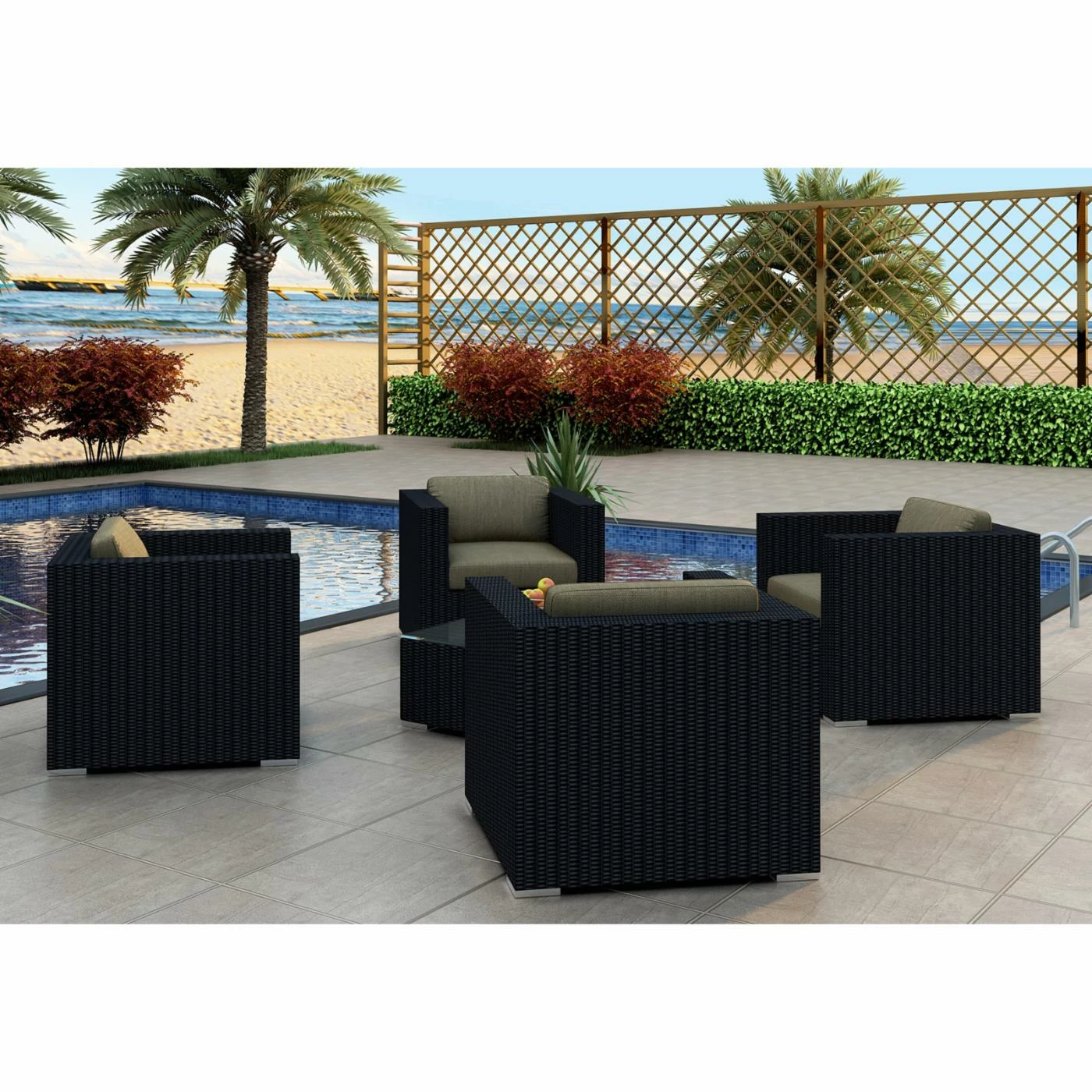 Best Pirce โญ Resin Wicker Patio Sets Harmonia Living Urbana All Weather Wicker 5 Piece Club Chair Patio Conversation Set ๐ - Image 7