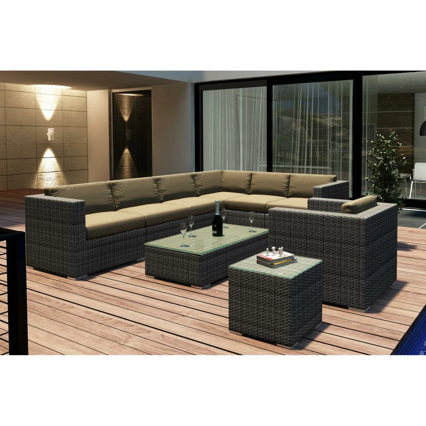 Promo 💯 Resin Wicker Patio Sets Harmonia Living District 9 Piece Sectional Patio Conversation Set 🤩 - Image 7