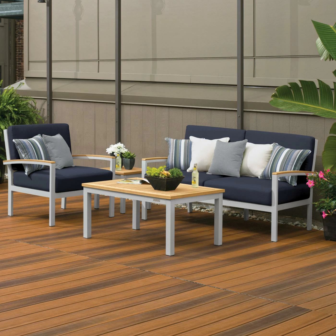 Best reviews of 🛒 Aluminum Patio Sets Oxford Garden Travira Tekwood And Aluminum 4 Piece Seat And Table Chat Set 🔥 - Image 7