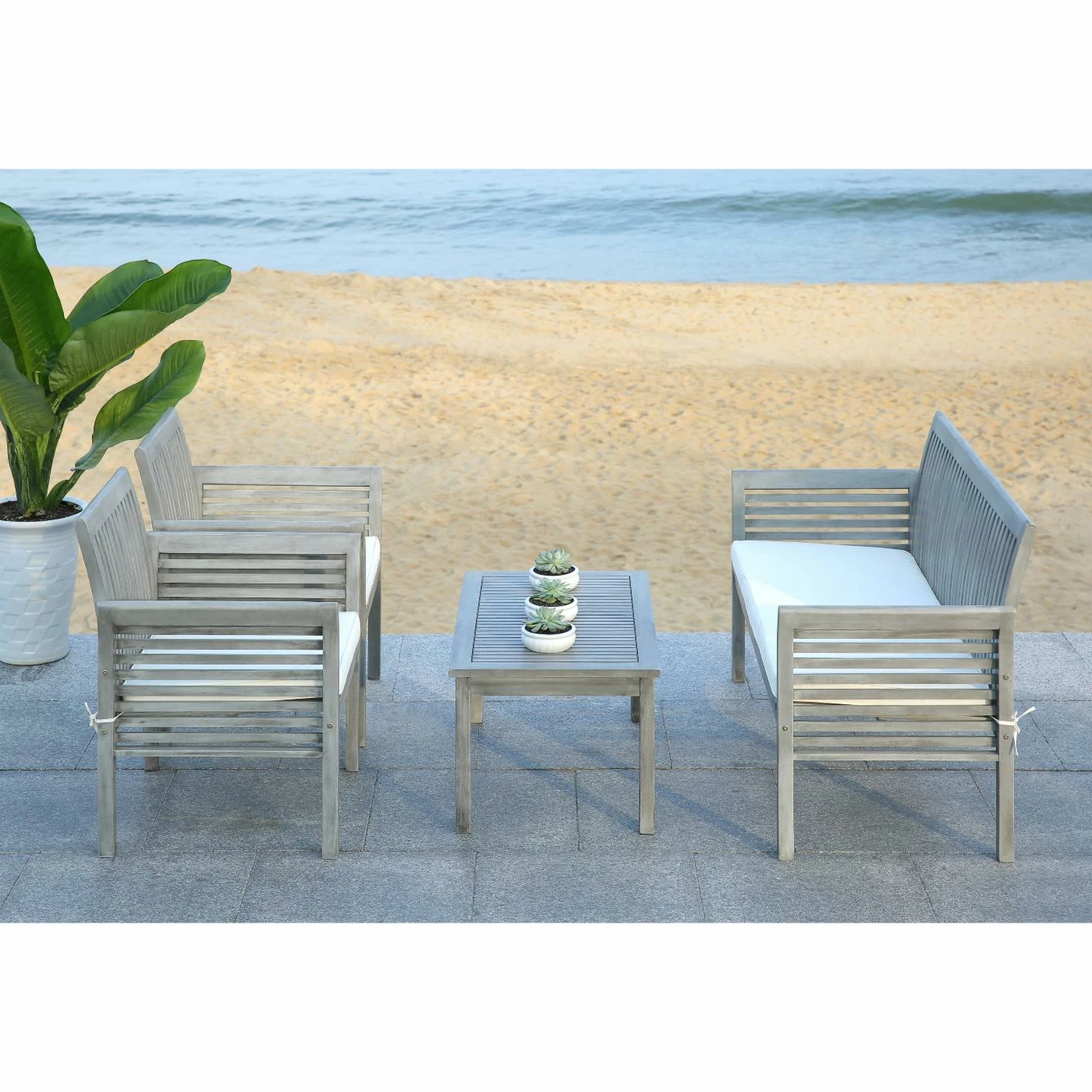 Discount ๐ Wood Patio Sets HN Outdoor Springville Acacia Wood 4 Piece Outdoor Conversation Set ๐ฅฐ - Image 7