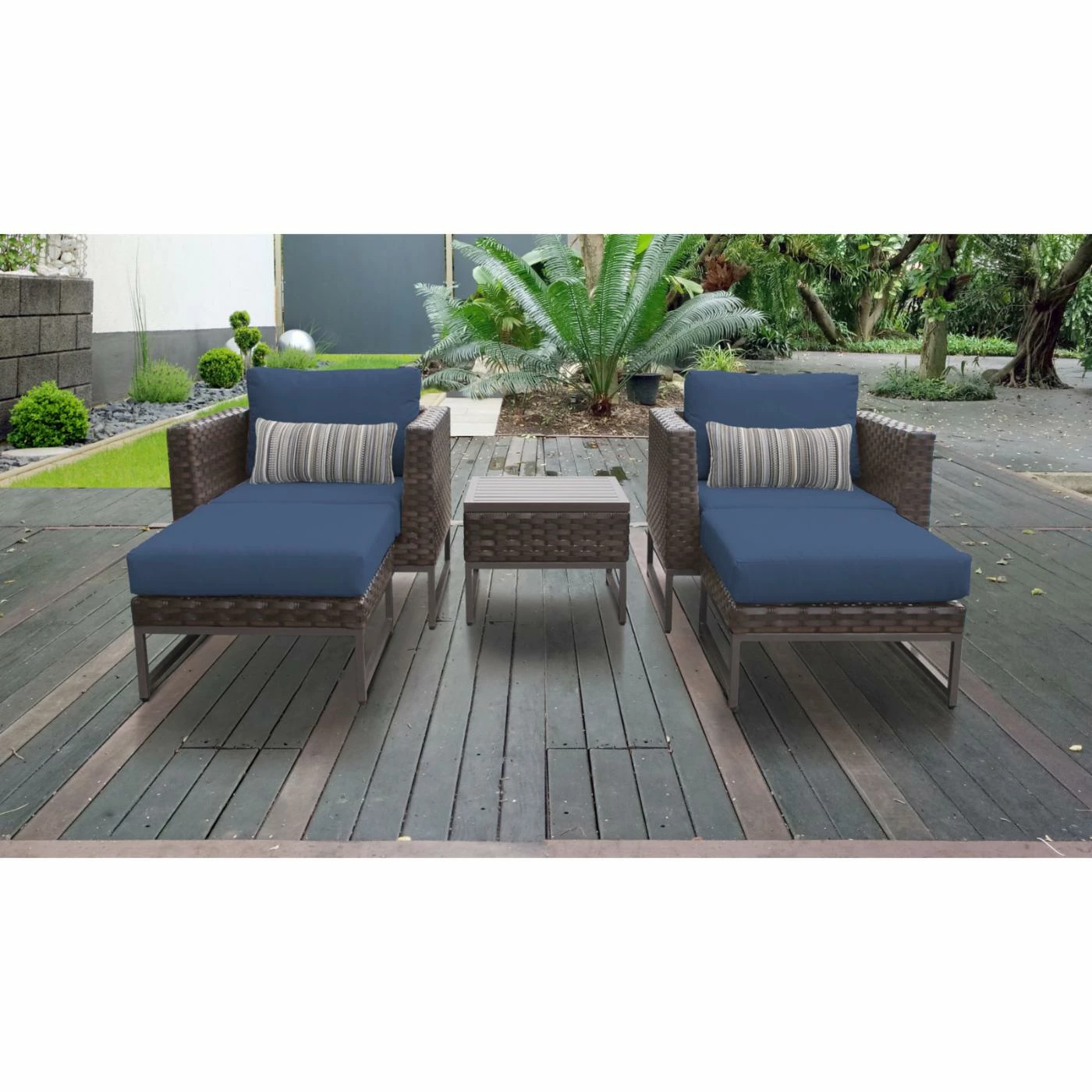Best reviews of โค๏ธ Resin Wicker Patio Sets TK Classics Barcelona Wicker 5 Piece Club Chair Patio Conversation Set With Ottomans ๐ - Image 7