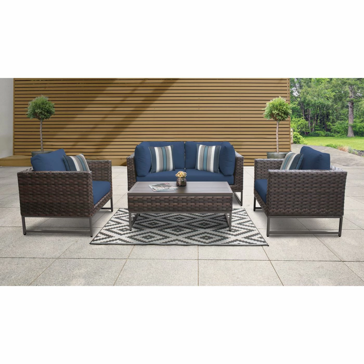 New ๐งจ Resin Wicker Patio Sets TK Classics Barcelona Wicker 5 Piece Sectional Loveseat Patio Conversation Set With Club Chairs ๐ฅ - Image 7
