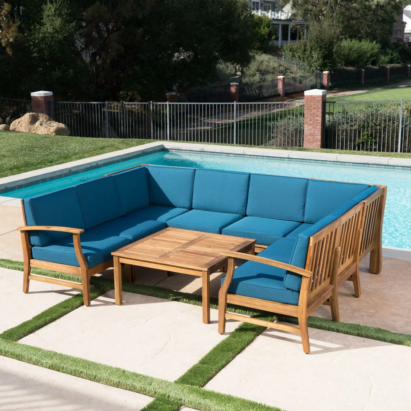 Wholesale ๐ Wood Patio Sets HN Outdoor Clarkdale Wood 9 Piece Patio Conversation Set ๐ฏ - Image 8