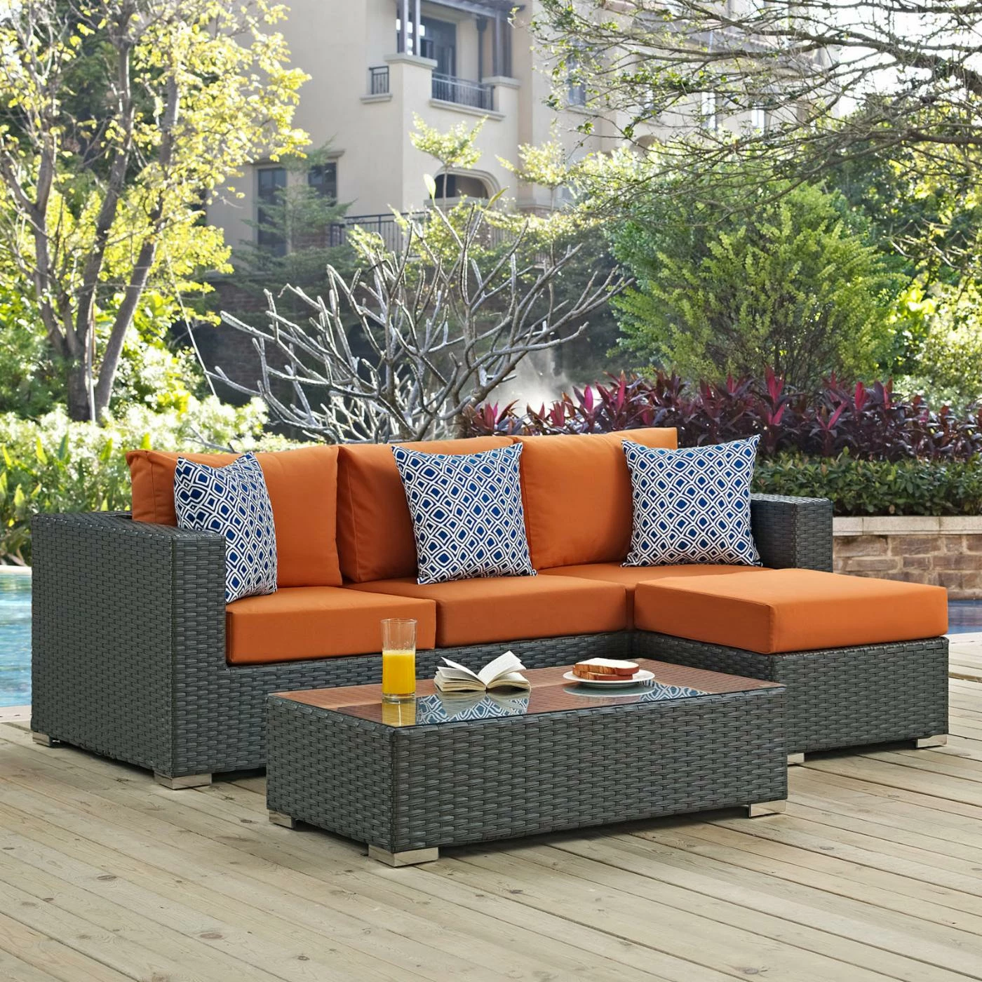 Discount ๐ Resin Wicker Patio Sets Modway Sojourn 3 Piece Sunbrella Outdoor Patio Loveseat Conversation Set ๐ - Image 8