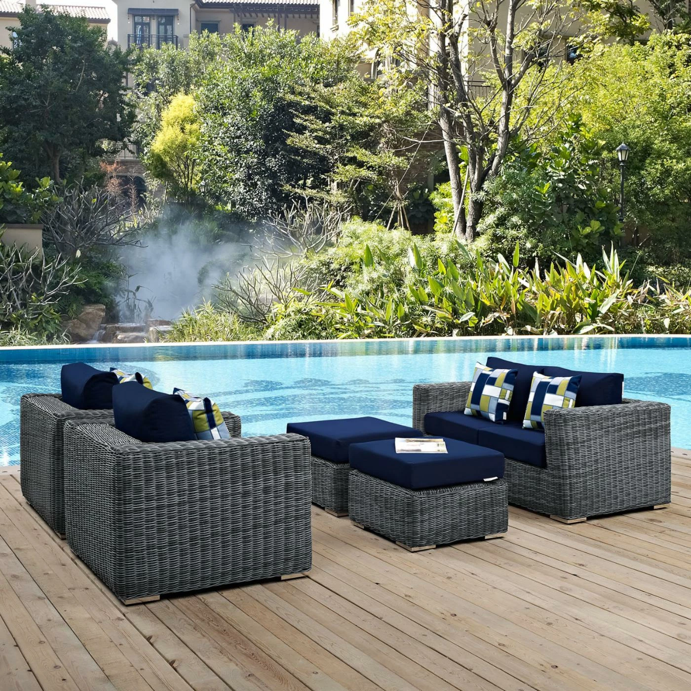 Coupon ⭐ Resin Wicker Patio Sets Modway Summon 5 Piece Sunbrella Outdoor Patio Conversation Set ✨ - Image 8