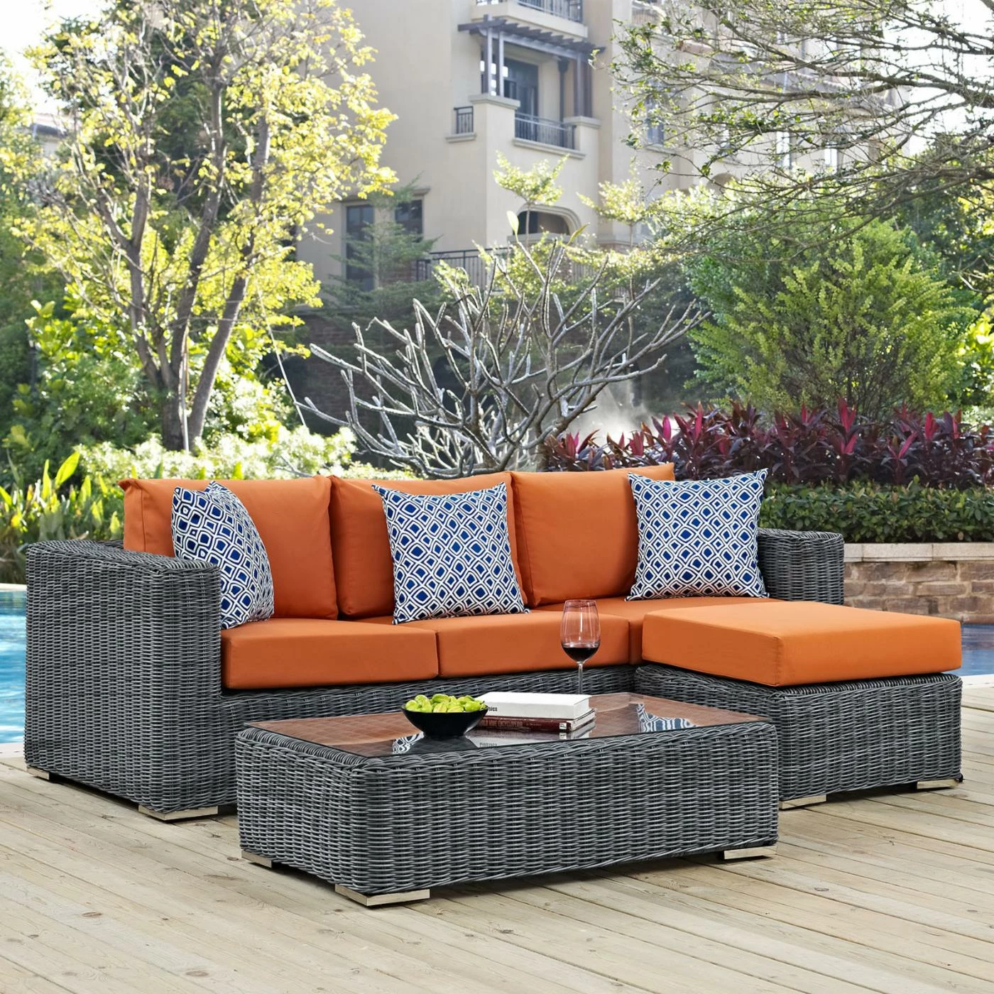 Promo 🔔 Resin Wicker Patio Sets Modway Summon 3 Piece Sunbrella Outdoor Patio Conversation Set 😍 - Image 8