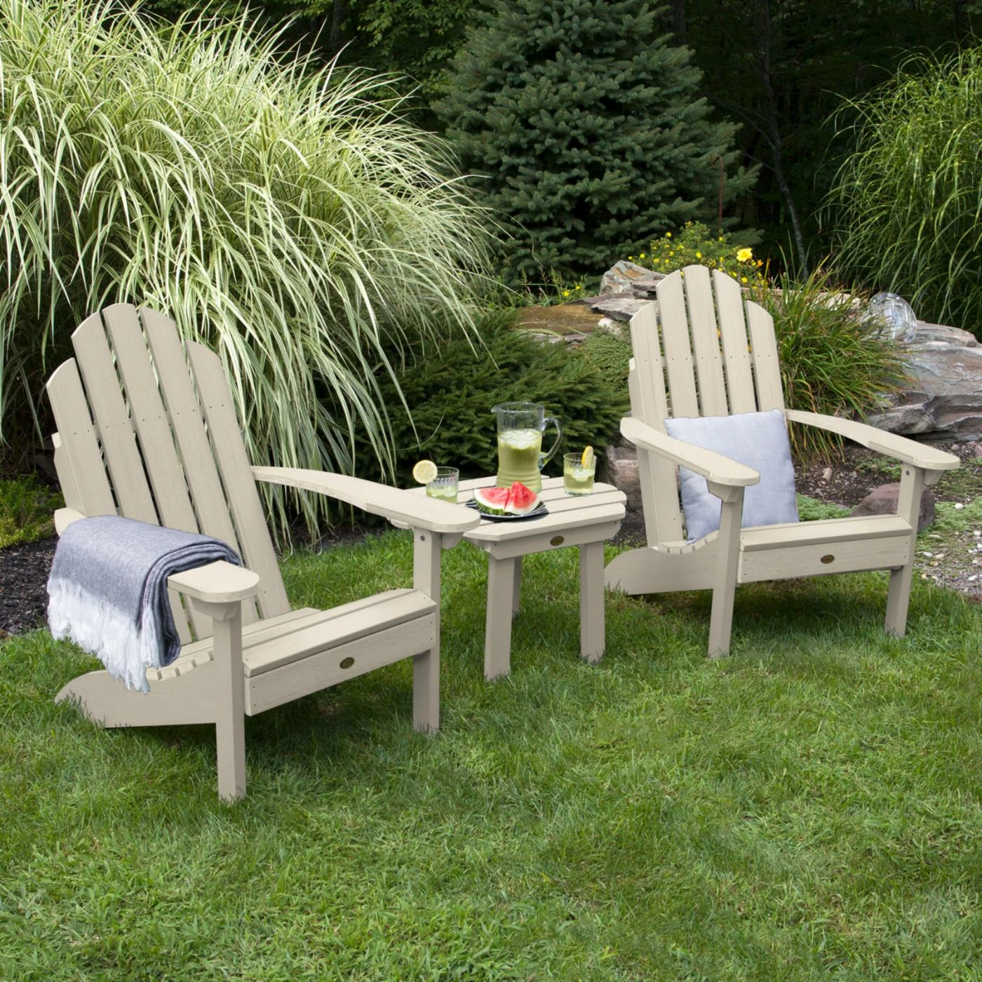 New ๐ Recycled Plastic Patio Sets Highwood USA Classic Westport 3 Piece Adirondack Chair Patio Conversation Set ๐ - Image 8