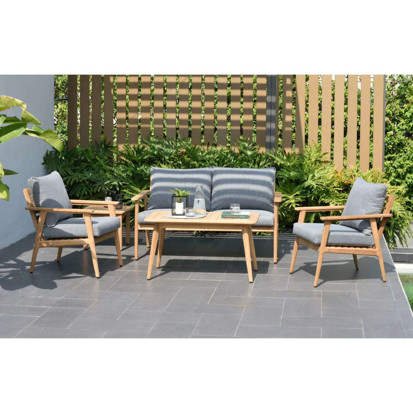 Outlet 🎁 Teak Patio Sets HN Outdoor Augusta Teak 4 Piece Deep Seat Patio Conversation Set 😉 - Image 8