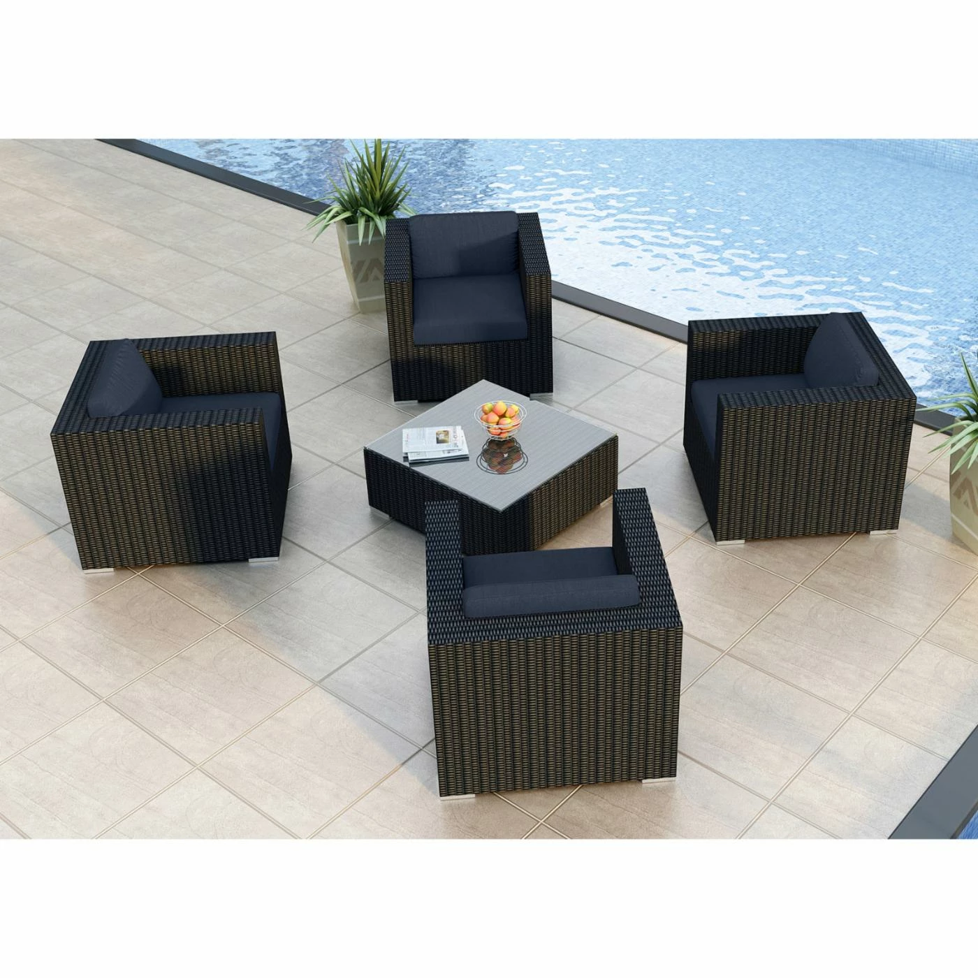 Best Pirce โญ Resin Wicker Patio Sets Harmonia Living Urbana All Weather Wicker 5 Piece Club Chair Patio Conversation Set ๐ - Image 8