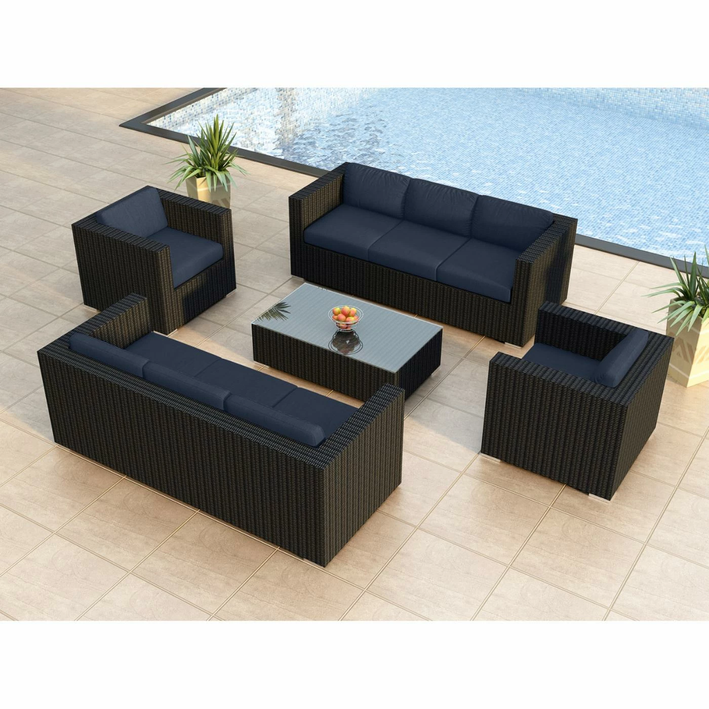 Hot Sale 🤩 Resin Wicker Patio Sets Harmonia Living Urbana All Weather Wicker 5 Piece Double Sofa Patio Conversation Set ❤️ - Image 8
