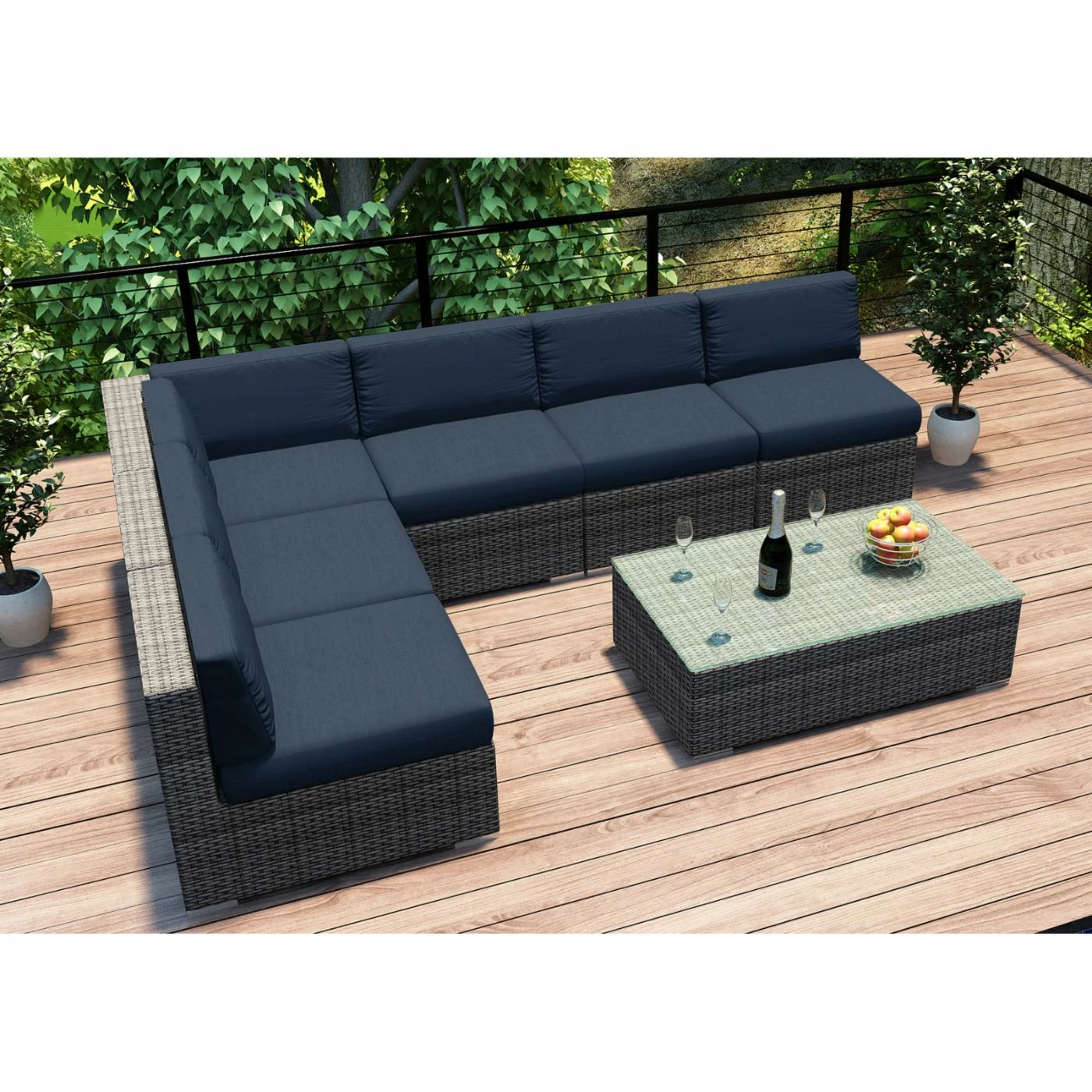 Resin Wicker Patio Sets Harmonia Living District 7 Piece Sectional Patio Conversation Set - Image 8